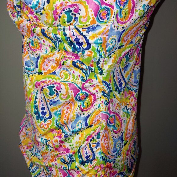 Lauren Ralph Lauren Tankini Top Size 16 Multicolored Paisley Red - Picture 3 of 9